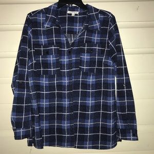 Notations chevron/plaid button down